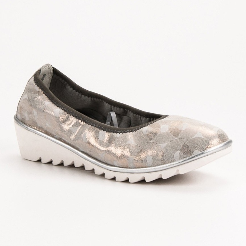 Filippo Bailarina de cuero en cuña beige dorado 1