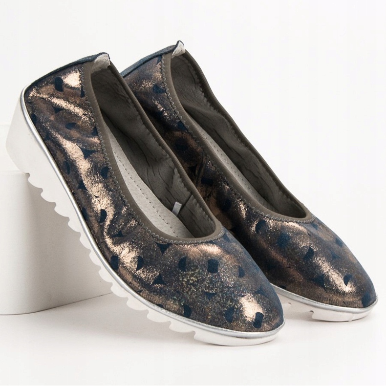 Filippo Bailarina de cuero en cuña azul amarillo 1