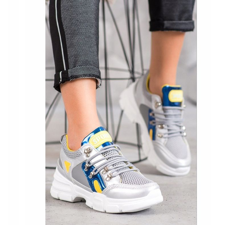 Bella Paris Zapatillas de moda con malla gris multicolor 1 Bella Paris Zapatillas de moda con malla gris multicolor 1