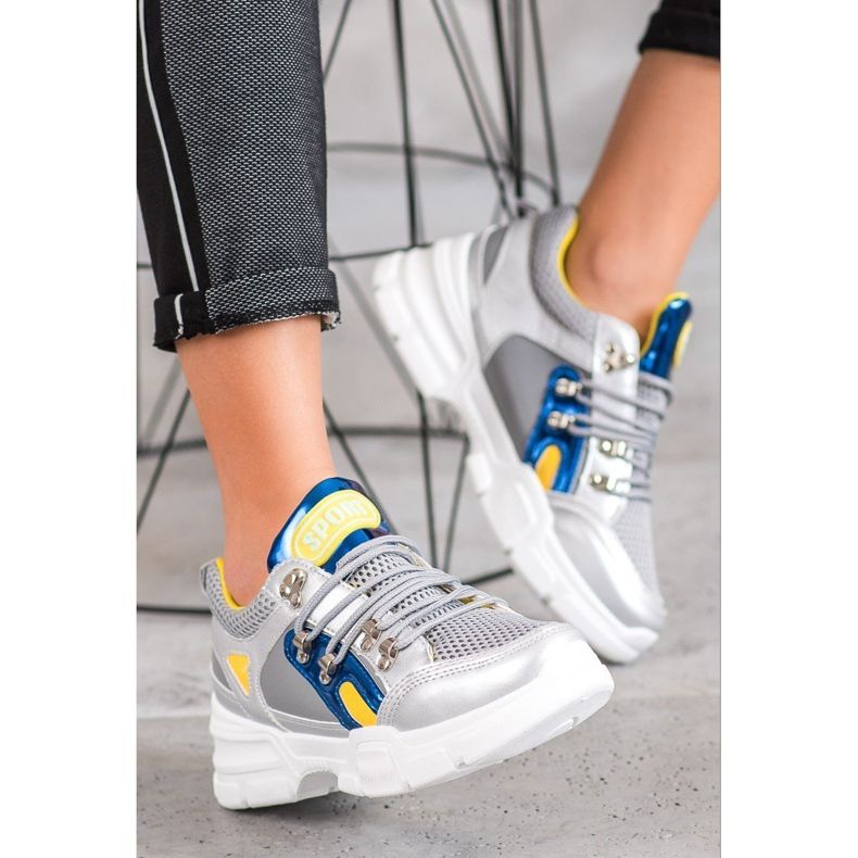 Bella Paris Zapatillas de moda con malla gris multicolor 2 Bella Paris Zapatillas de moda con malla gris multicolor 2