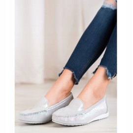 Goodin Mocasines plateados con purpurina gris 4