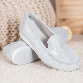 Goodin Mocasines plateados con purpurina gris 2