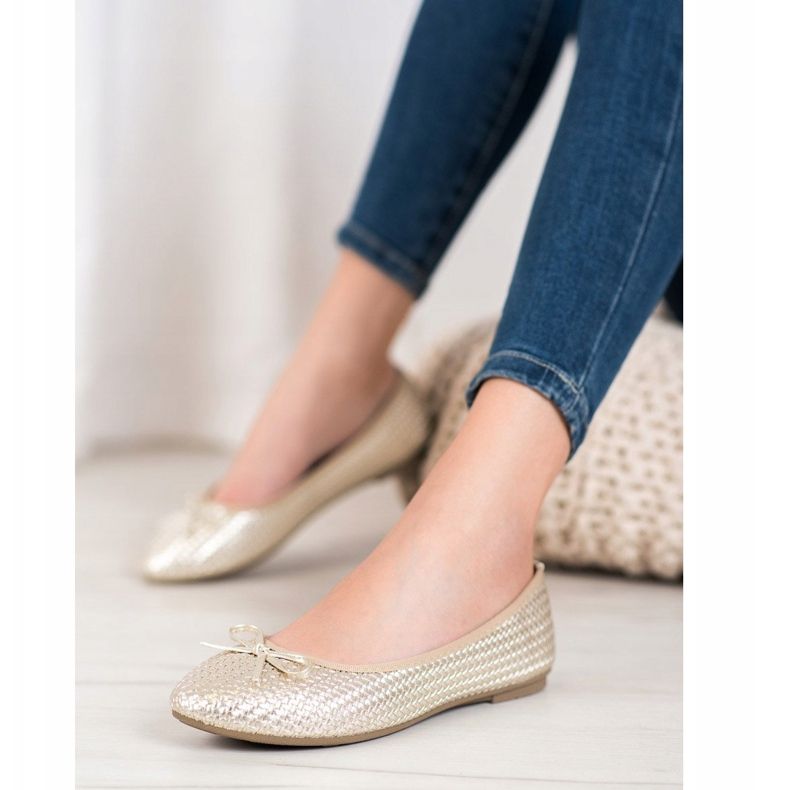 SHELOVET Bailarinas trenzadas doradas dorado 1