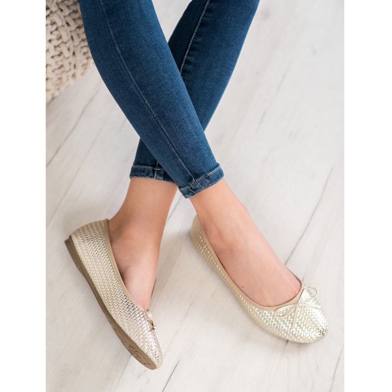 SHELOVET Bailarinas trenzadas doradas dorado 2