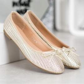 SHELOVET Bailarinas trenzadas doradas dorado 4