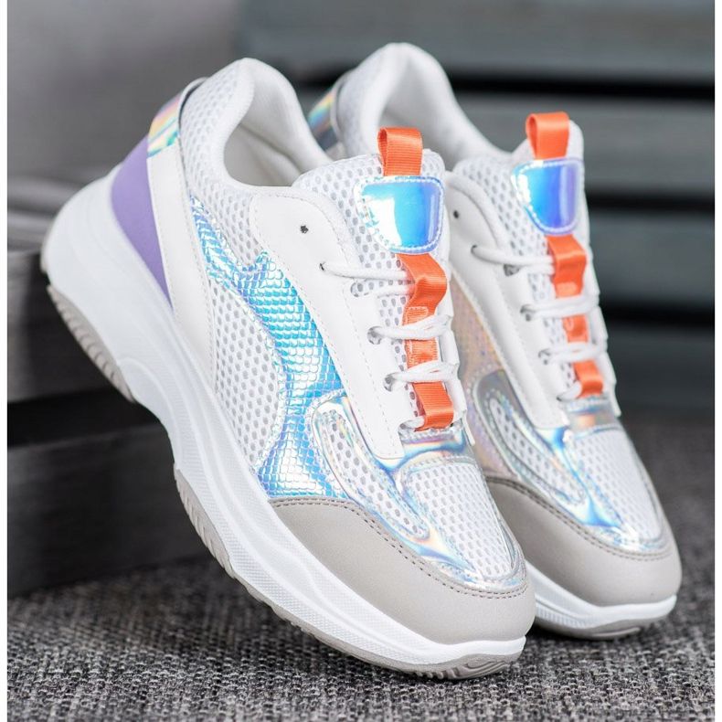 Bona Zapatillas blancas con malla blanco violeta gris multicolor 1 Bona Zapatillas blancas con malla blanco violeta gris multicolor 1