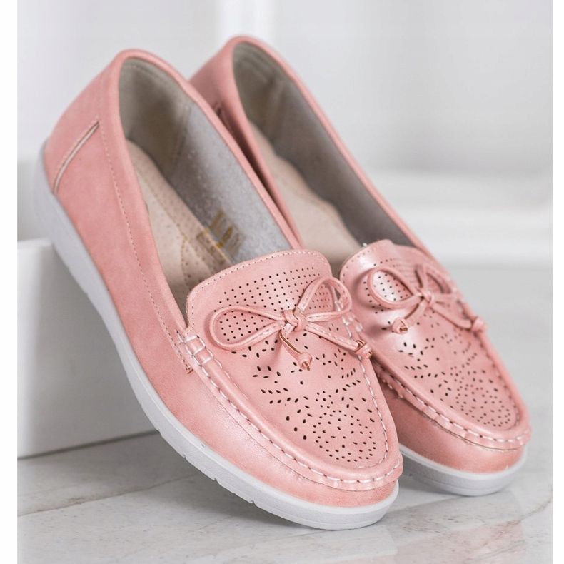 SHELOVET Mocasines cómodos rosa 1
