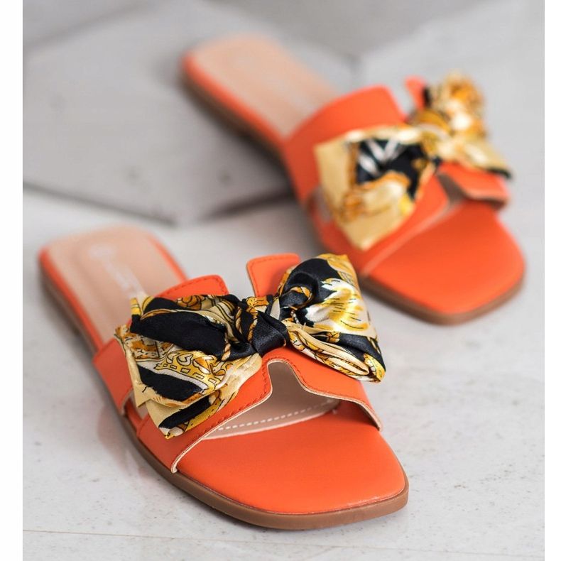 SHELOVET Pantuflas elegantes naranja 2