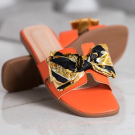 SHELOVET Pantuflas elegantes naranja 3