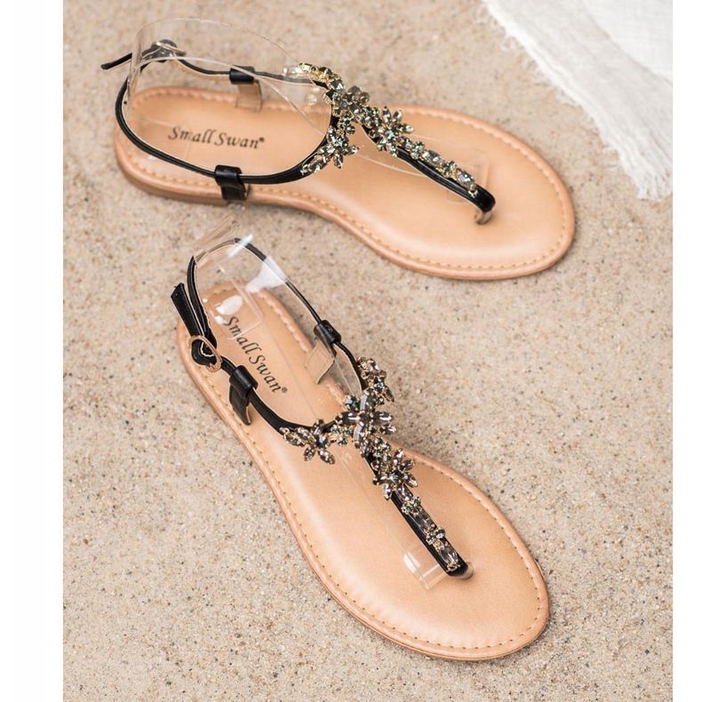 Small Swan Sandalias Elegantes Con Circonita negro 1 Small Swan Sandalias Elegantes Con Circonita negro 1