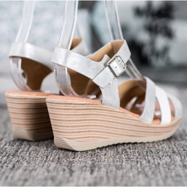 Sea Elves Sandalias ligeras de cuero ecológico blanco gris 3