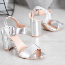 Small Swan Sandalias en una barra con cuero ecológico gris 1 Small Swan Sandalias en una barra con cuero ecológico gris 1