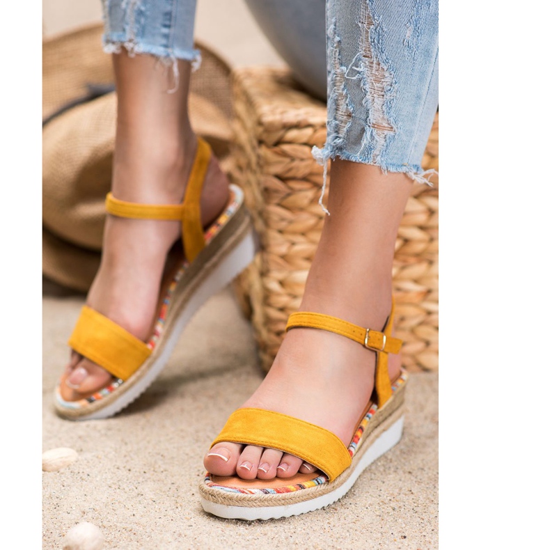 Yes Mile Cómodas sandalias de gamuza amarillo 2