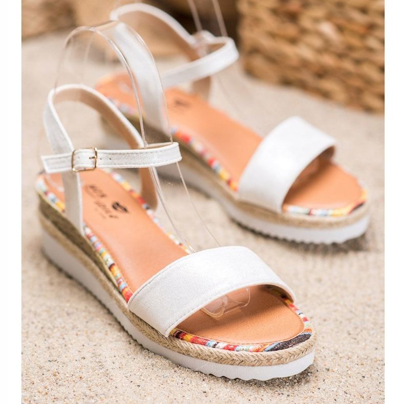 Yes Mile Cómodas sandalias de gamuza blanco 1