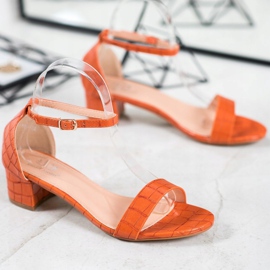Small Swan Sandalias cómodas en un poste bajo naranja 3