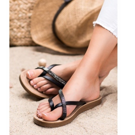 Sea Elves Elegantes chanclas negras negro 3