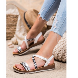 SHELOVET Sandalias con estampado de cebra blanco negro 1