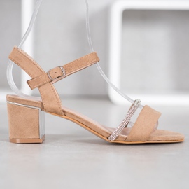Anesia Paris Sandalias en una barra con zirconia cúbica beige 2