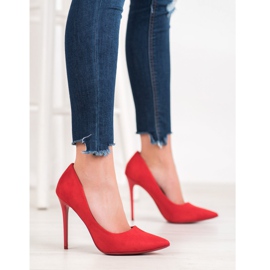 Small Swan Stilettos rojos con ante 3