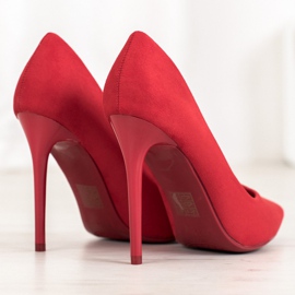 Small Swan Stilettos rojos con ante 4