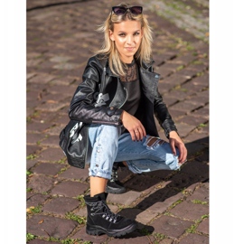 Sergio Leone Botas con cordones de moda negro 7
