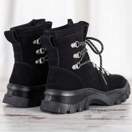 Sergio Leone Botas con cordones de moda negro 2