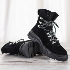 Sergio Leone Botas con cordones de moda negro 3