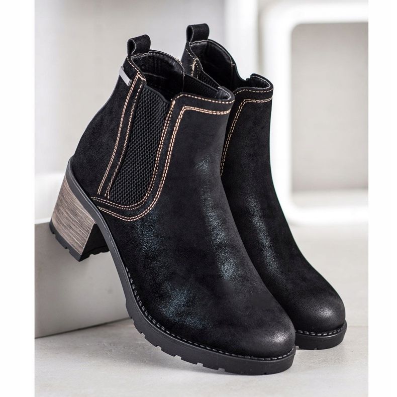 SHELOVET Botas elegantes con purpurina negro 2
