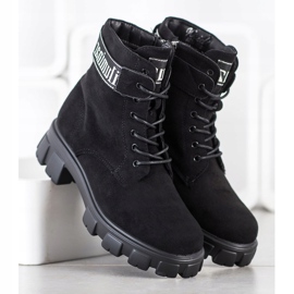 Weide Trappers de gamuza en la plataforma negro 3