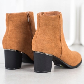 SHELOVET Botines de ante camel marrón amarillo 2