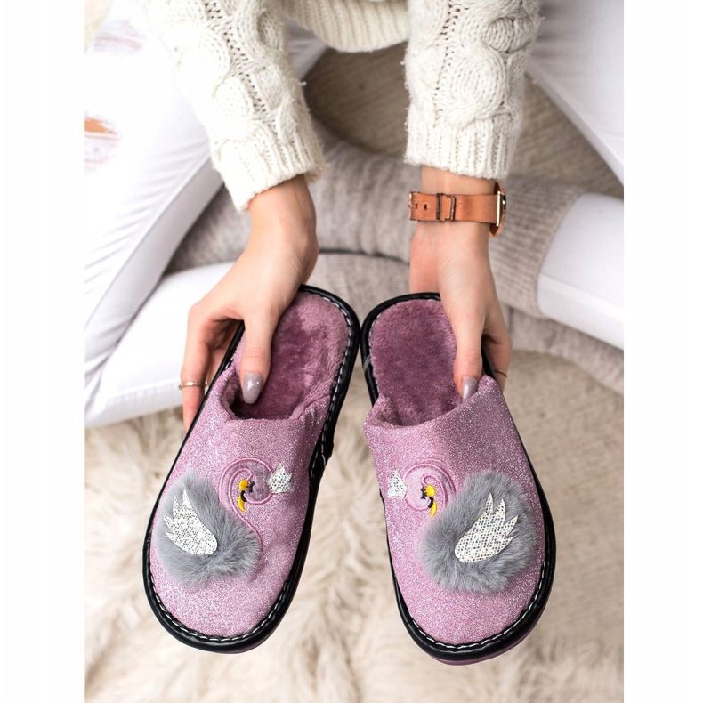 Bona Zapatillas con estilo con aplicación púrpura plata gris 1