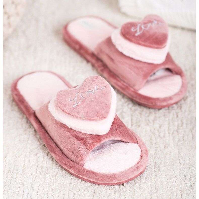 Bona Pantuflas Calientes Con Un Corazón beige rosado 1