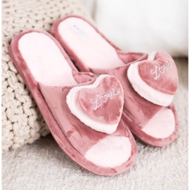 Bona Pantuflas Calientes Con Un Corazón beige rosado 2