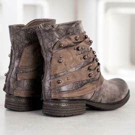 Queentina Botas cómodas con adornos gris 5