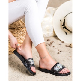 SHELOVET Pantuflas superlentejuelas negro 3