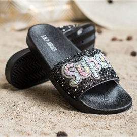 SHELOVET Pantuflas superlentejuelas negro 1