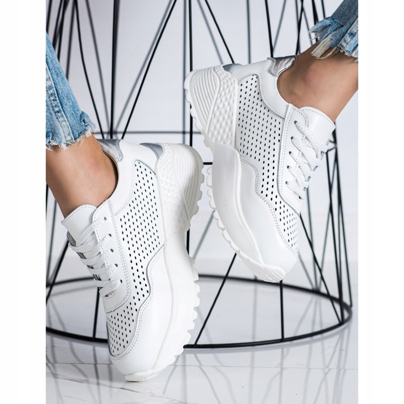 Goodin Zapatillas de cuero de moda blanco 1