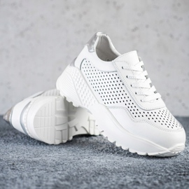 Goodin Zapatillas de cuero de moda blanco 2