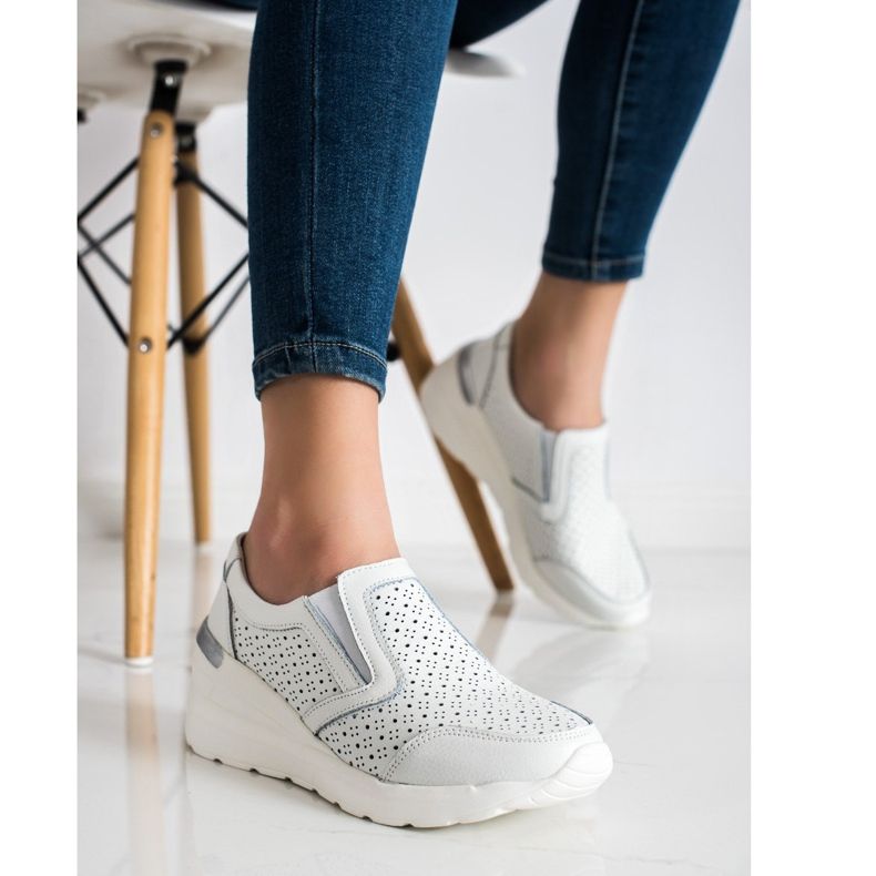 Goodin Zapatillas slip-on de cuero blancas blanco 2