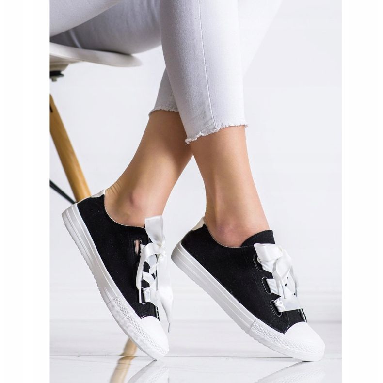 SHELOVET Zapatillas de deporte atadas con estilo negro 1 SHELOVET Zapatillas de deporte atadas con estilo negro 1