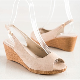 Goodin Sandalias de cuña casual beige 1