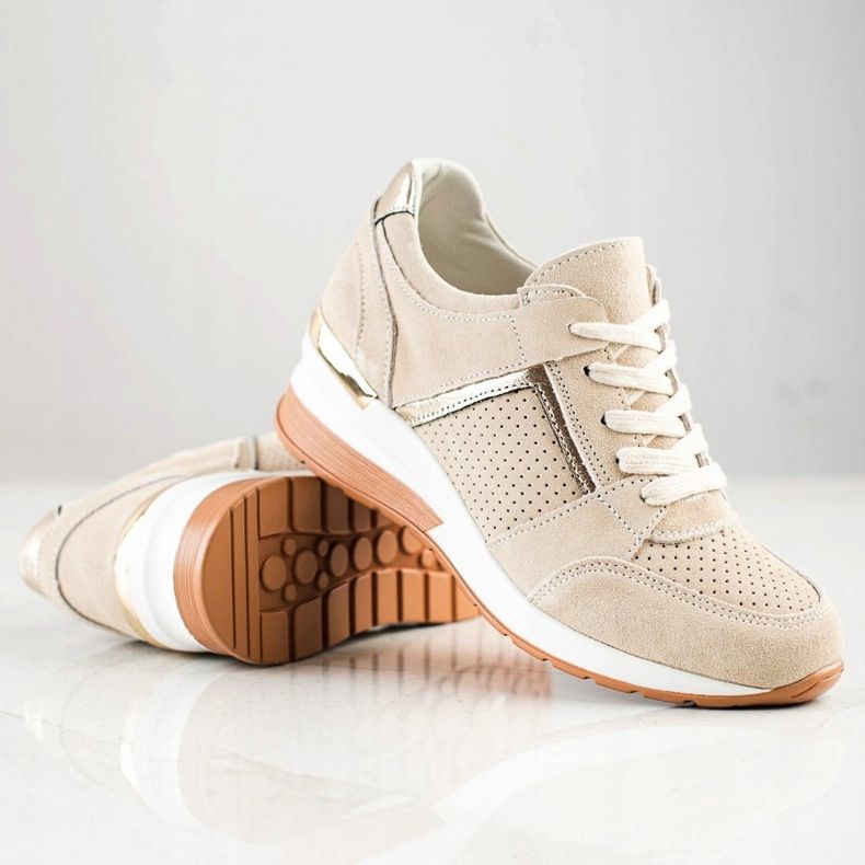 Goodin Zapatillas de cuero beige 1