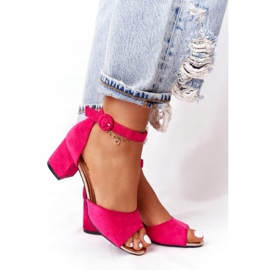Sandalias Ante Tacón Alto Vinceza 21-20100 Fucsia rosado 3
