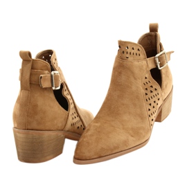 FB1 Botas De Mujer Con Tacón Alto Ante Hebilla Camel Esen marrón 5