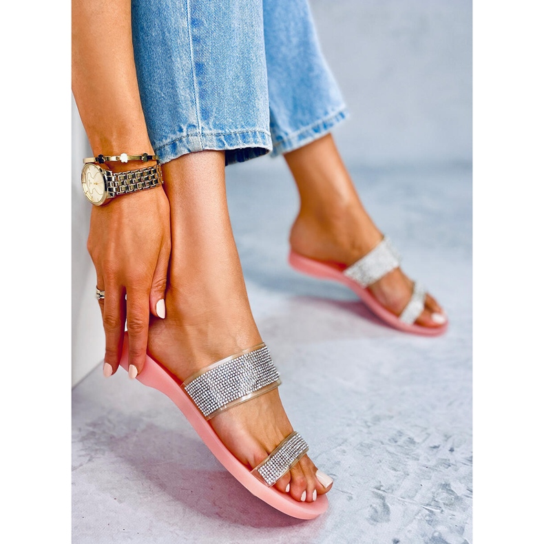 Pink BG51 Pantuflas de silicona rosa plata 1