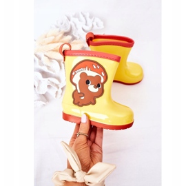 Chanclos infantiles amarillos con osito de peluche 3