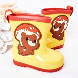 Chanclos infantiles amarillos con osito de peluche 4