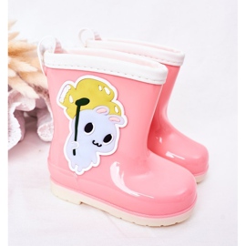 Botas de agua rosa para niños con conejito rosado 3