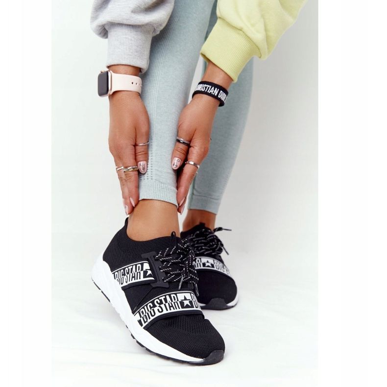 Zapatos deportivos de mujer Memory Foam Big Star HH274359 Negro blanco 2