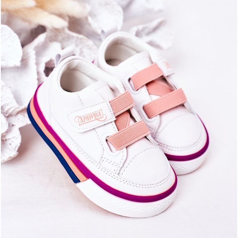 Apawwa Zapatillas de niños con canalé blanco y rosa Baxter rosado 2